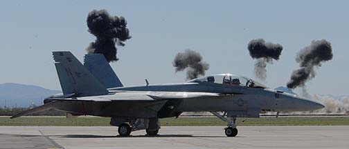 Pyrotechnics from the A-10A Thunderbolt II demonstration